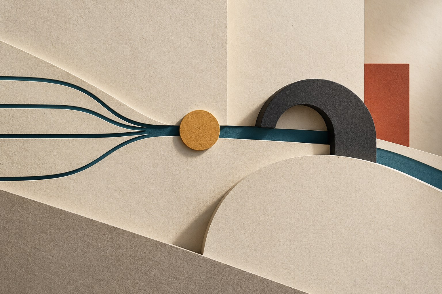 Original abstract geometric illustration suggesting risk review and clear pathways